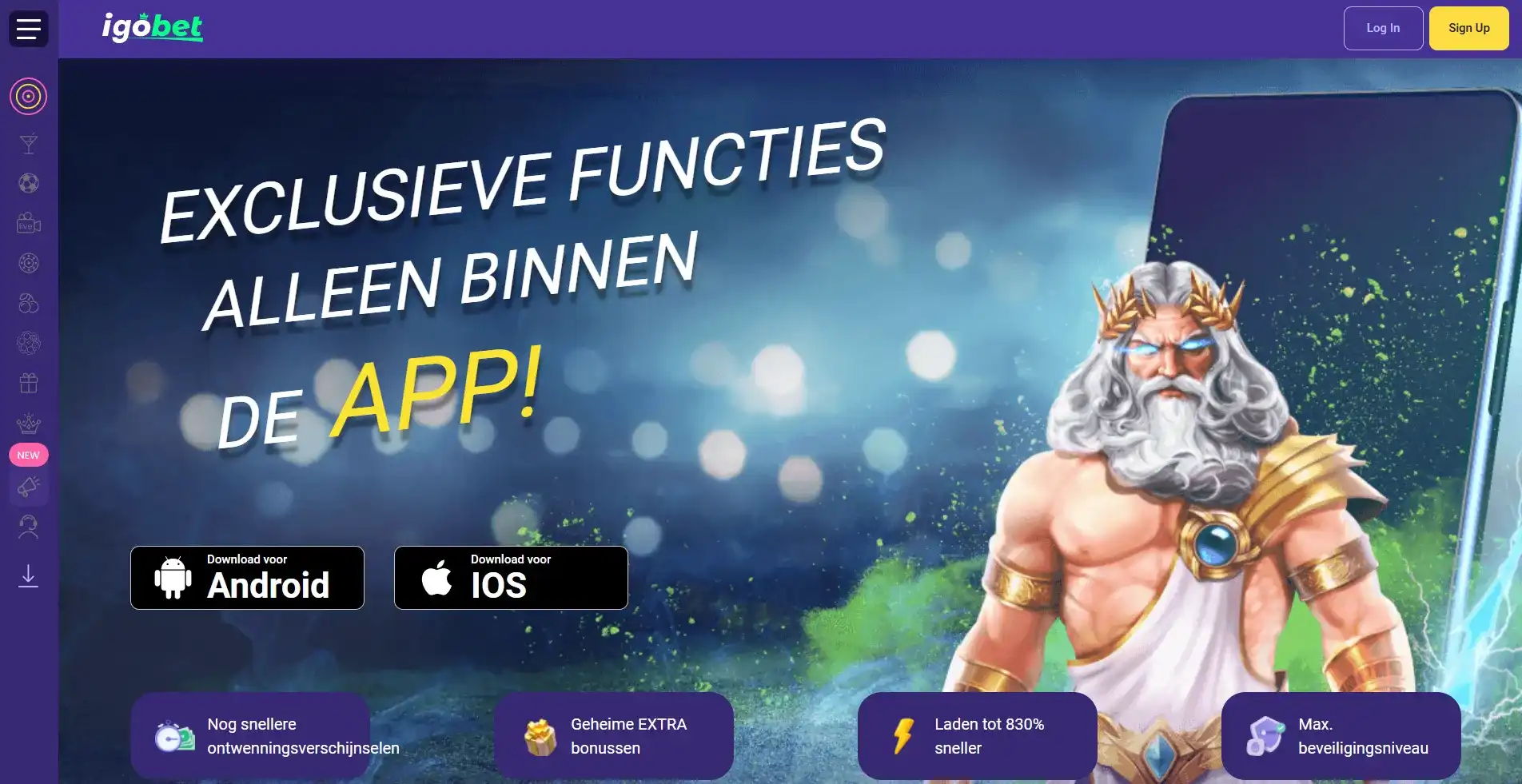 Mobiele app Igobet Casino – Android en iOS download voor casino en live games