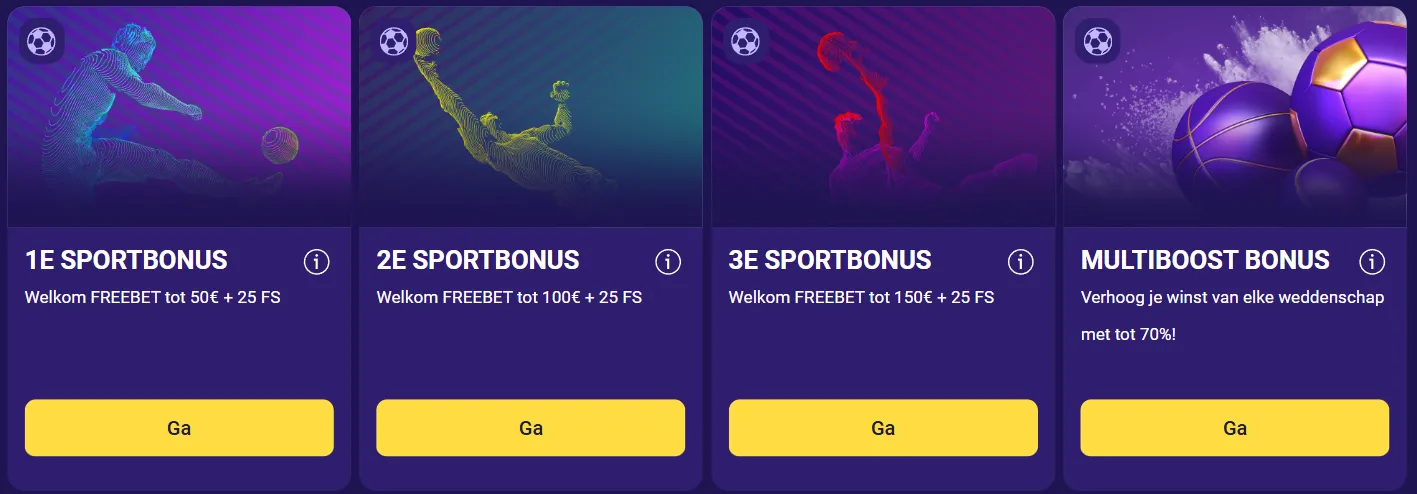 Sportbonus Igobet Casino – welkomst freebets tot €300 + 75 free spins sport